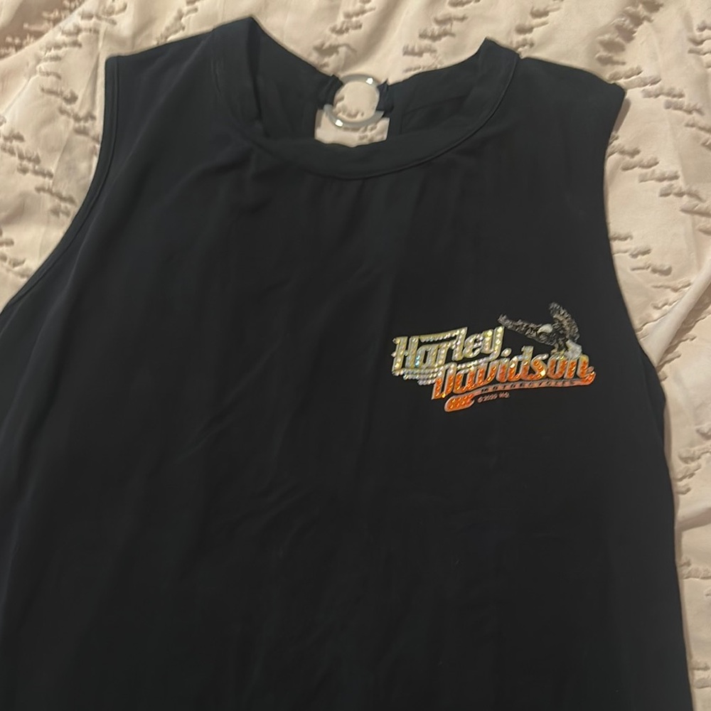 Black Harley Davidson, tank top with bling